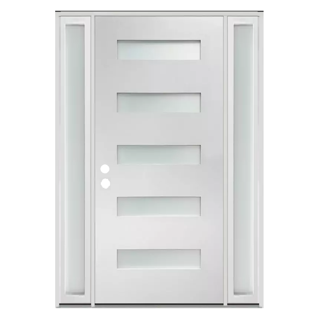5 Lite Fiberglass Door; Etched Glass