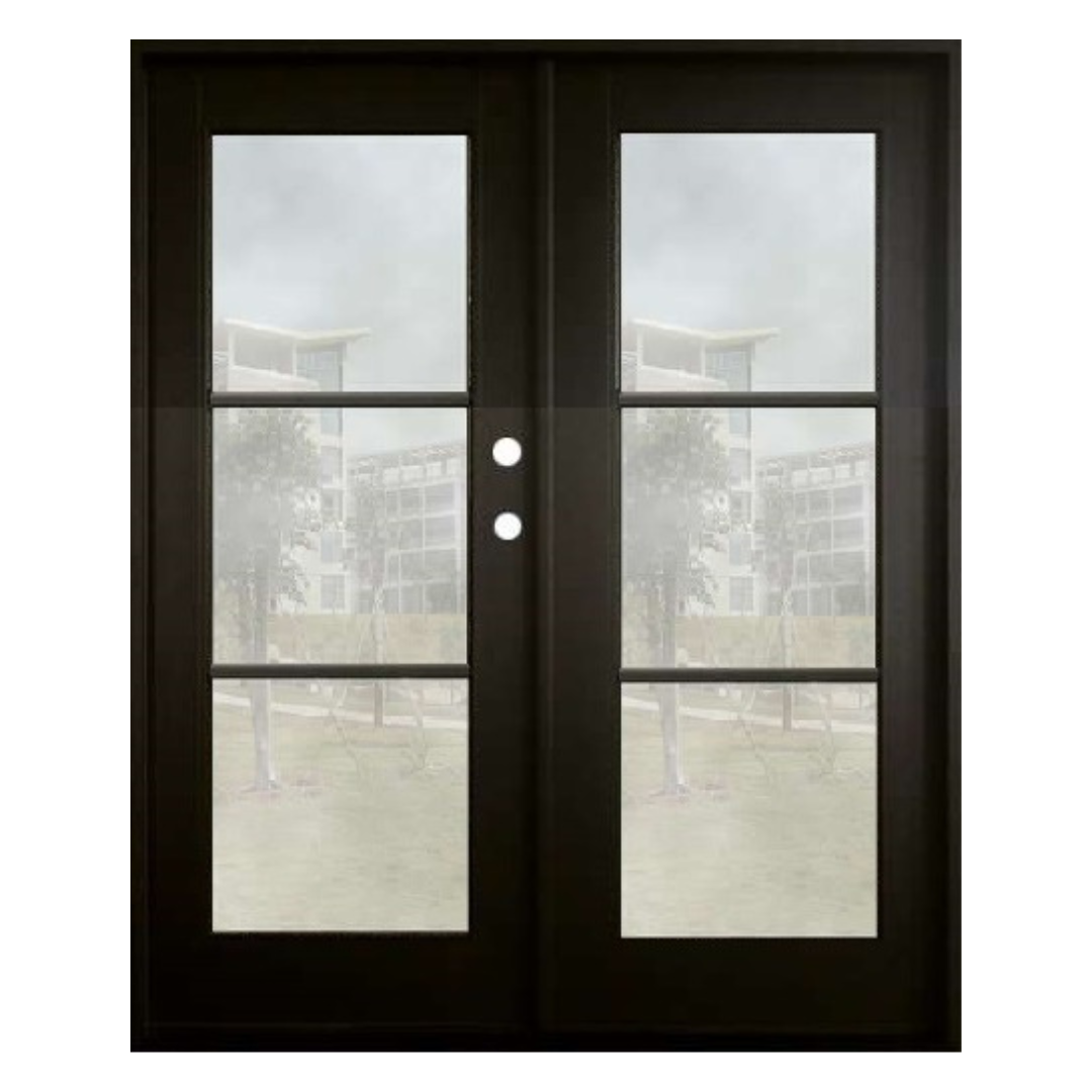 3 Lite FDF-065 Fiberglass Door; Clear Glass; Left Hand Swing; 60.5 in. x 81.5 in.
