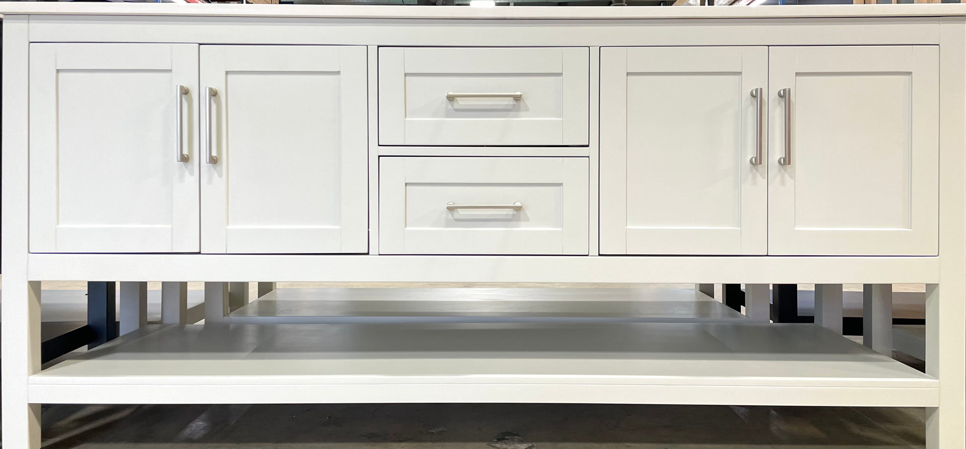 Rue Vanity; Stonington Grey w/ SN Hardware; 72 in.