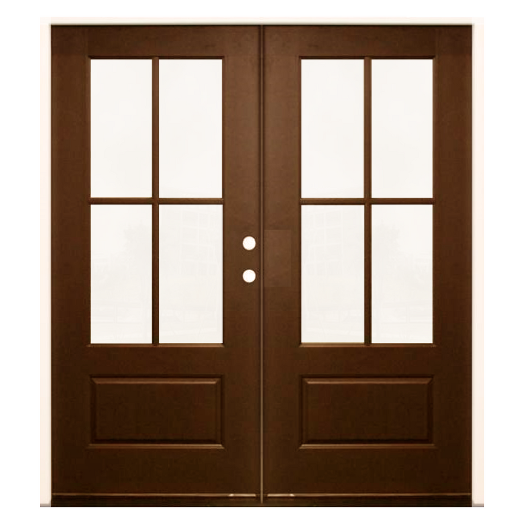 4 Lite SDL Clear Glass Fiberglass Door; Weathered Oak; Left Hand Swing