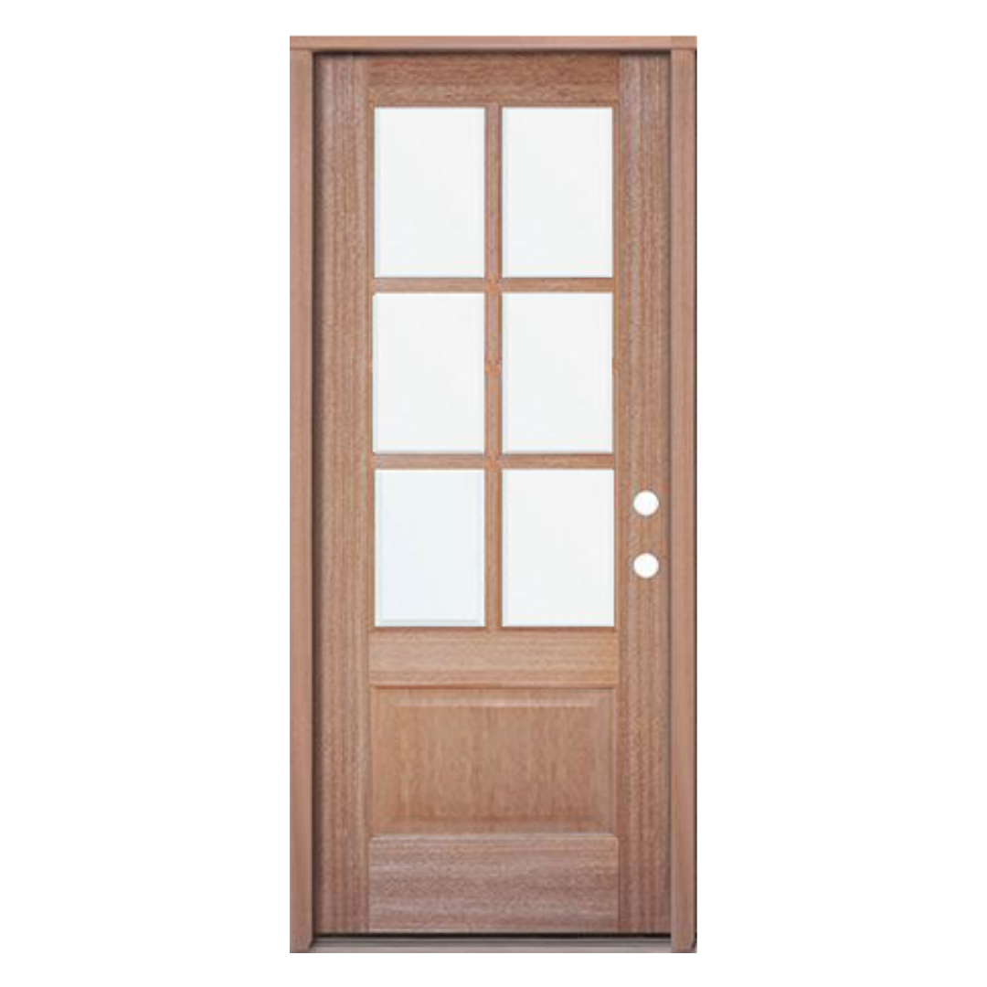 6 Lite Mahogany with Clear Glass; Single Door