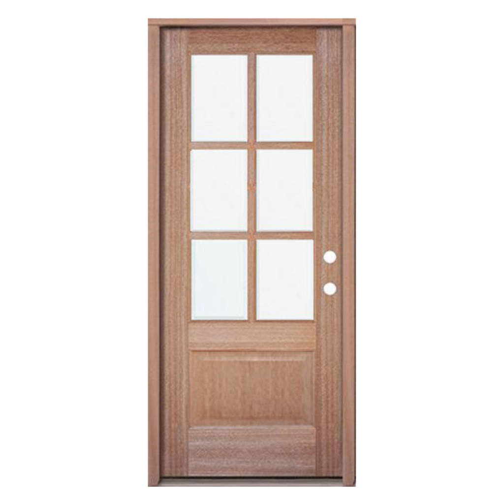 6 Lite Mahogany with Clear Glass; Single Door