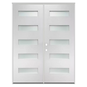 5 Lite Fiberglass, Etched Glass; Double Door