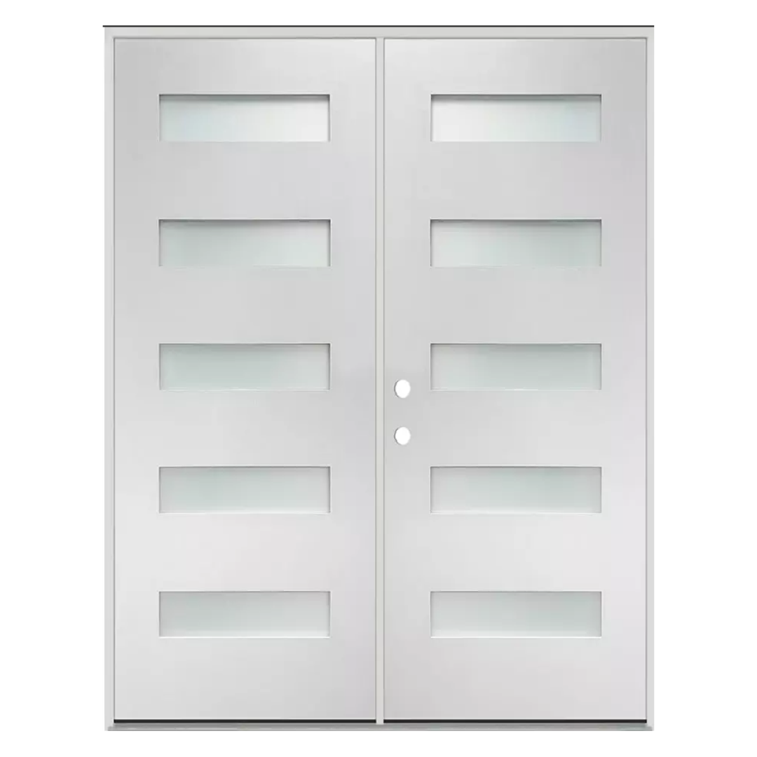 5 Lite Fiberglass, Etched Glass; Double Door