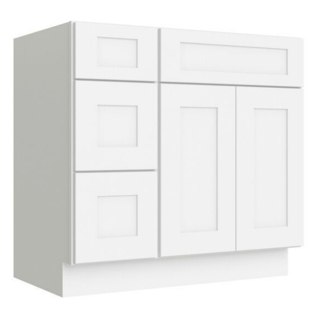 Prestige Shaker Vanity; White; 36 in. LH