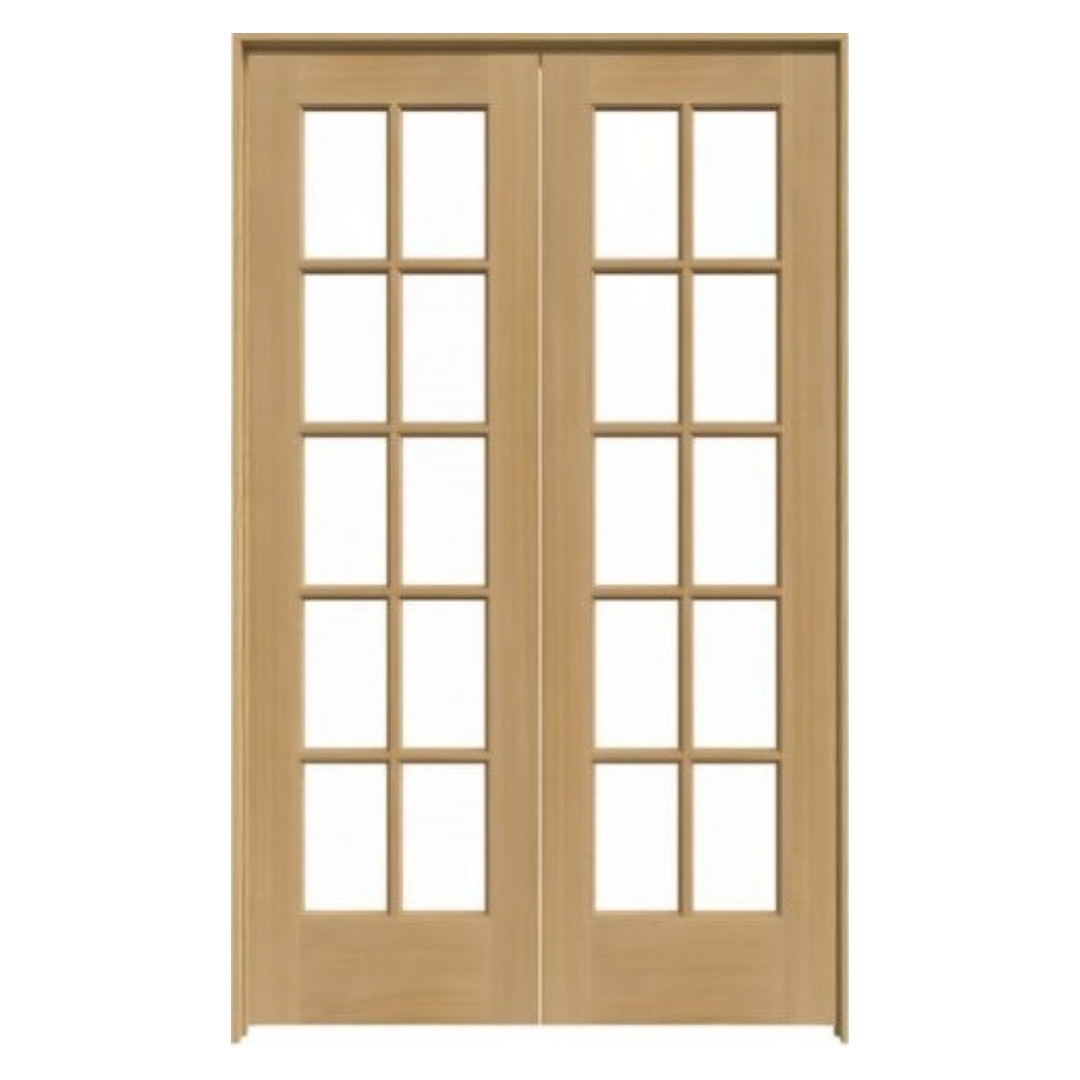 15 Lite Pine Double French Interior Door, Clear Glass; 4 ft. x 6 ft. 8 in.
