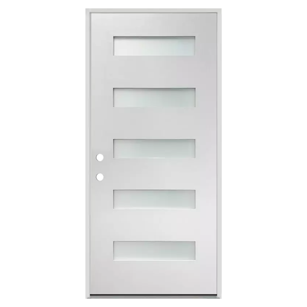 5 Lite Fiberglass, Etched Glass; Left Hand Swing; Single Door 37.25 in. x 93.25 in.