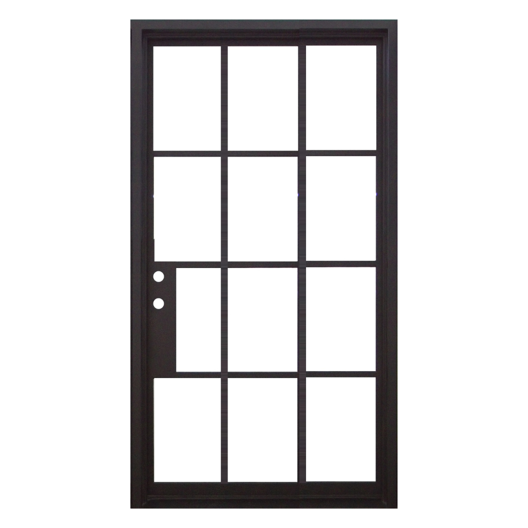 12 Lite Pivot Iron Door; Left Hand Swing;  60.5 in. x 93.25 in.