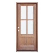 4 Lite Mahogany Door; Clear Glass; Right Hand Swing; 37.5 in. x 93.25 in. 