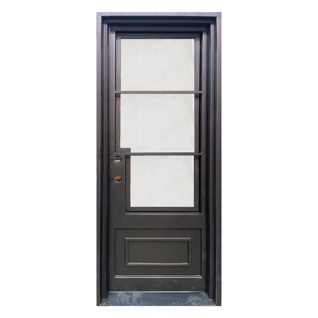 3 Lite PB Iron Double Door; 60.5 in. x 81.5 in. ; Right Hand Swing