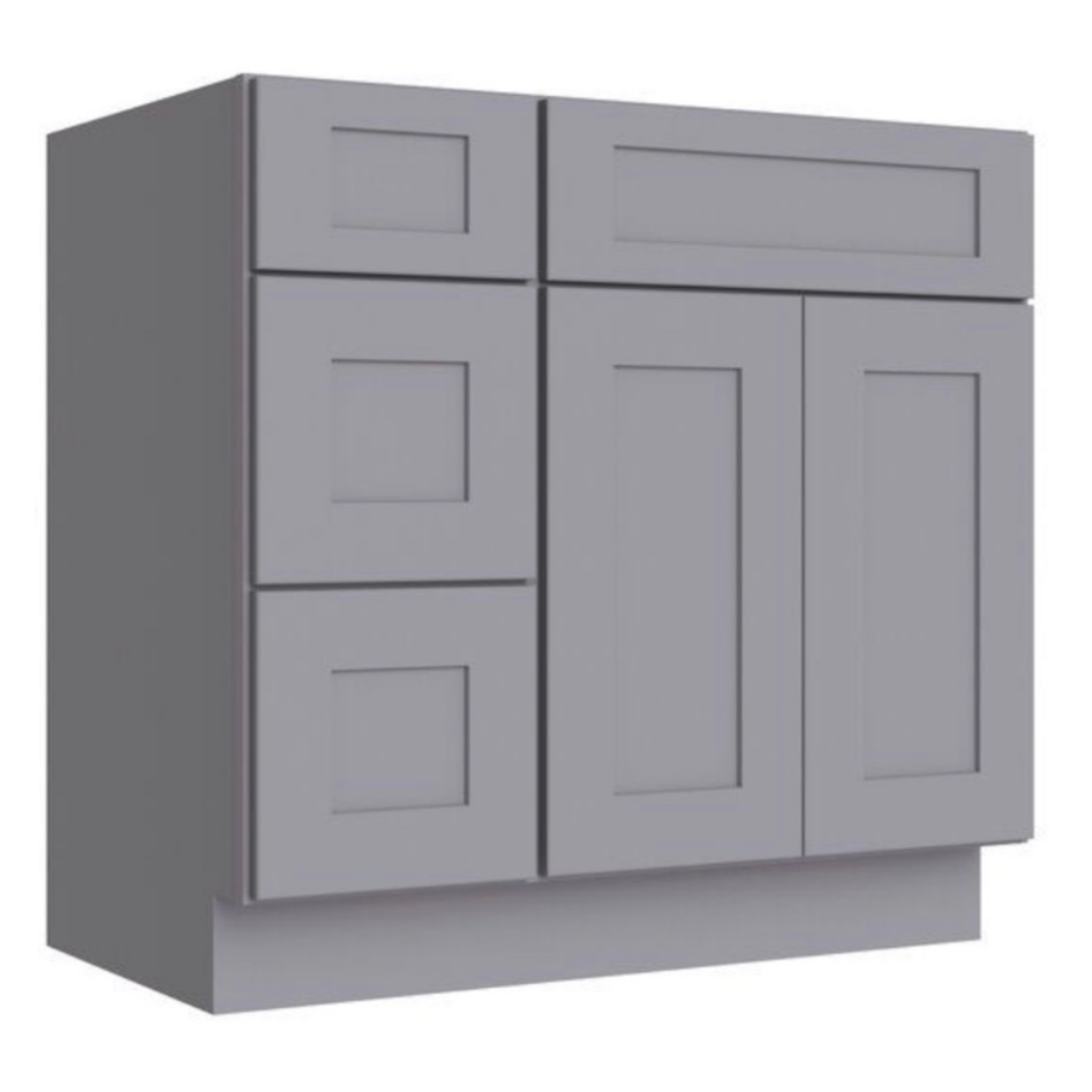 Prestige Shaker Vanity; Grey; 36 in. LH