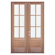 6 Lite Mahogany Double Door with Clear Glass; Left Hand Swing; 60.5 in. x 81.5 in.