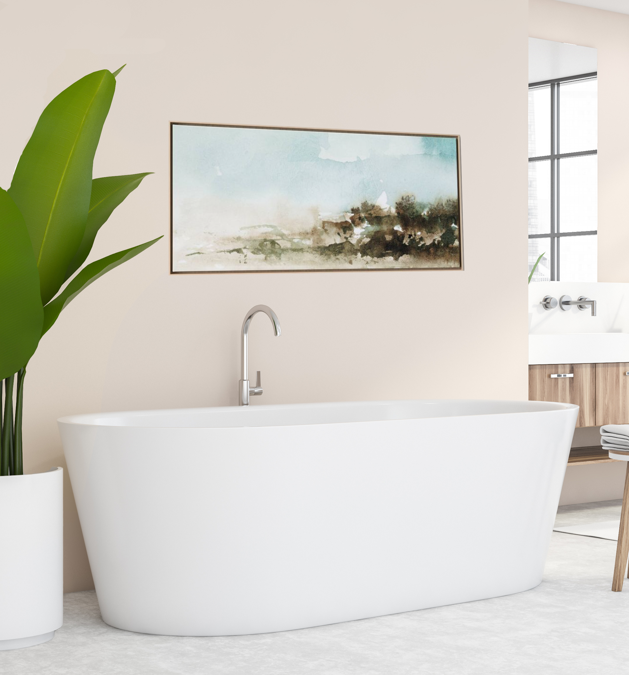 Harbor Freestanding Soaker Tub; White; 67 in.