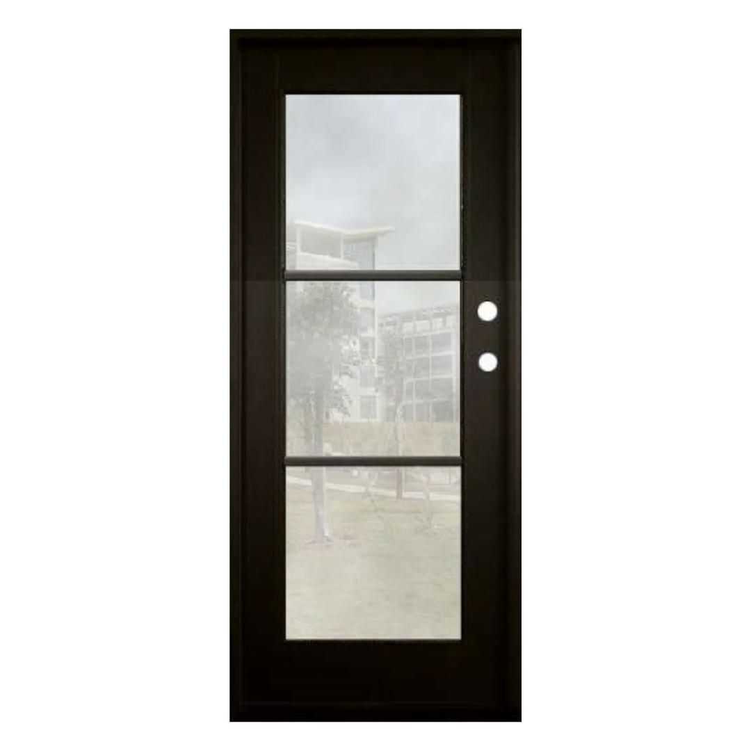 3 Lite FDF-065 Fiberglass Door; Clear Glass; Left Hand Swing; 37.5 in. x 81.5 in.