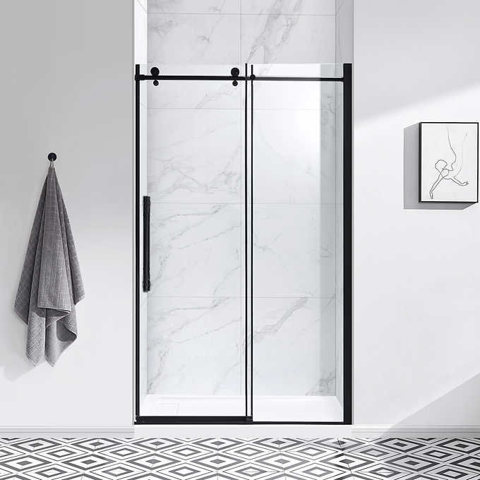 Soft Close Shower Door Vivid; Clear Glass; BK Hardware; 60 in. x 76 in.