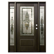 London Fiberglass Door; 3/4 View; Left Hand Swing; 10 in. 3 ft. 10 in. x 80 in.