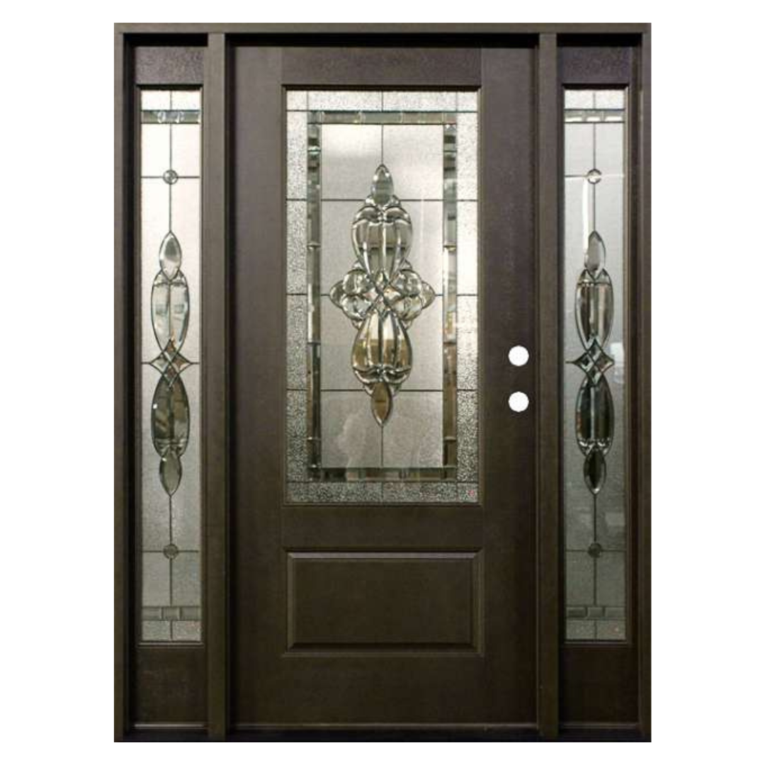 London Fiberglass Door; 3/4 View; Left Hand Swing; 10 in. 3 ft. 10 in. x 80 in.