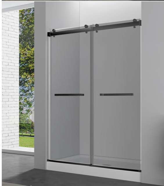 Shower Door Radiant; Dark Grey Glass; BK Hardware; 60 in. x 77 in. 