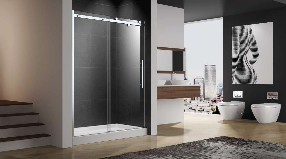 Classic Shower Door; Clear Glass; CHR Hardware; 60 in. x 76 in.