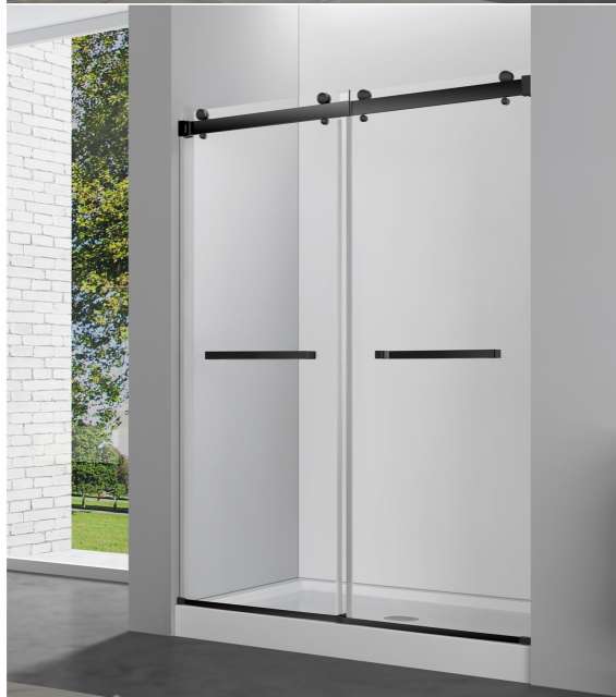 Classic Shower Door; Clear Glass; BK Hardware; 60 in. x 76 in.