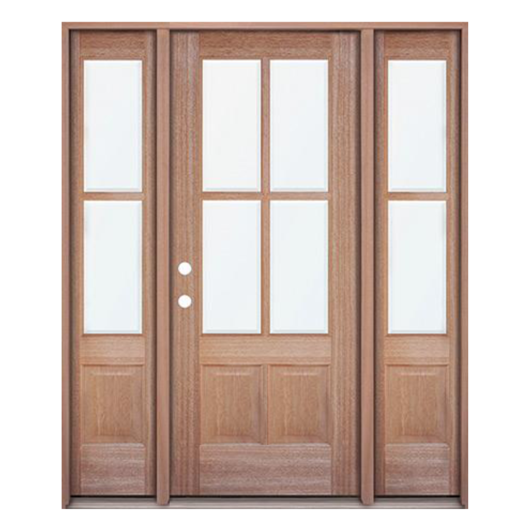 4 Lite Mahogany Door; Clear Glass; 10 in. 3 ft 10 in., 60.5 in. x 81.5 in. 