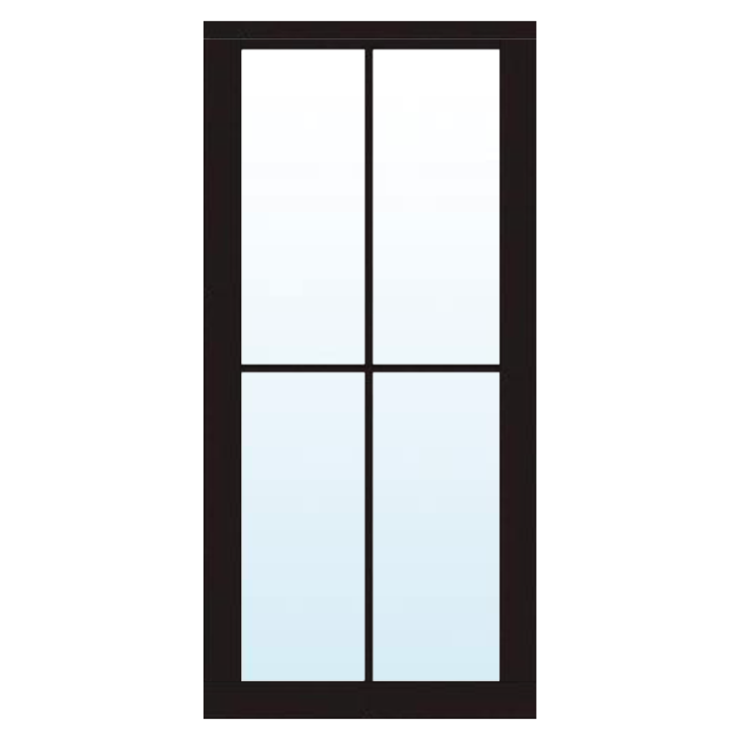 Barn Door, 4 Lite Black Slab; Clear Glass; 42 in. x 84 in.